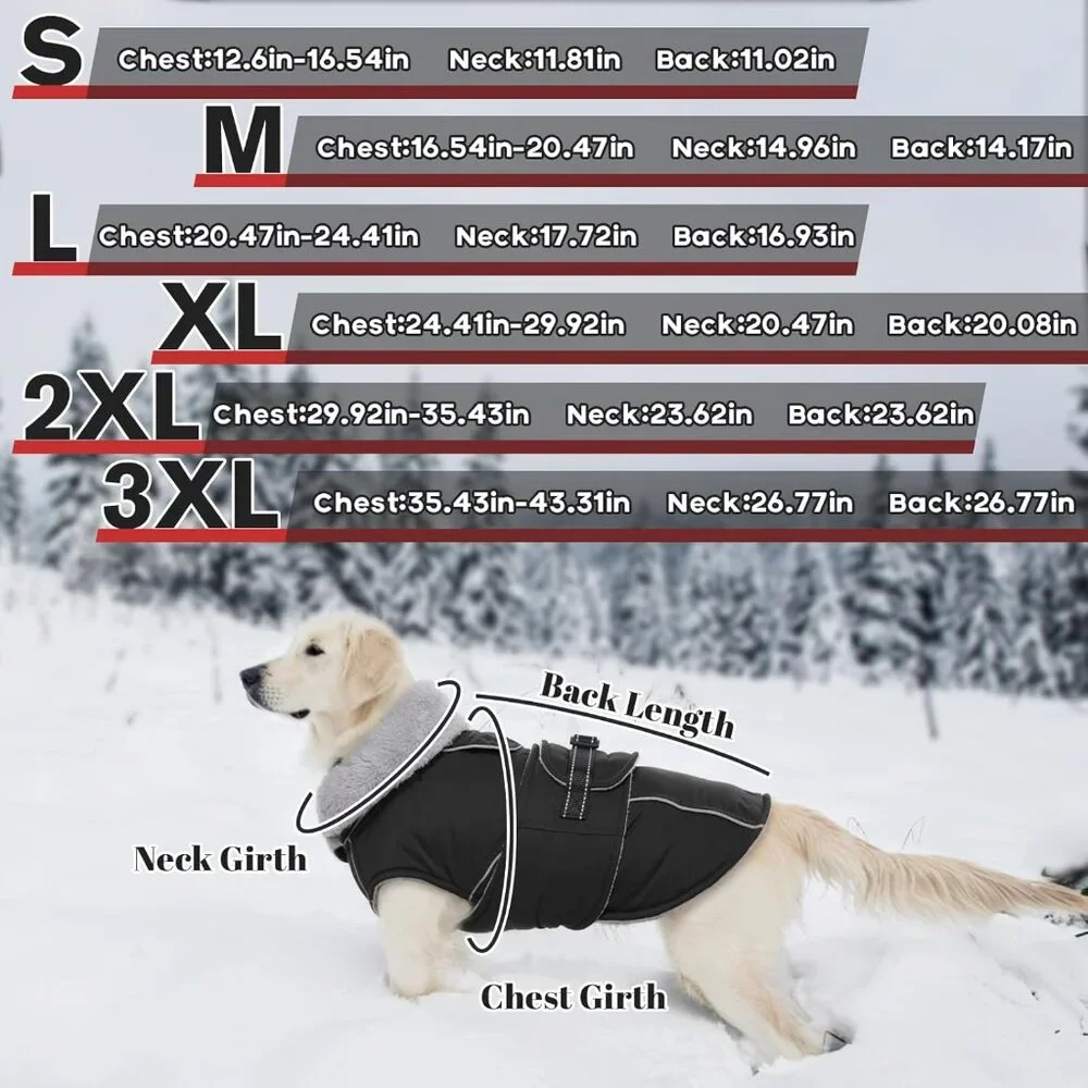 Lelepet Warm Dog Coat Reflective Dog Fleece Vest Waterproof Jacket